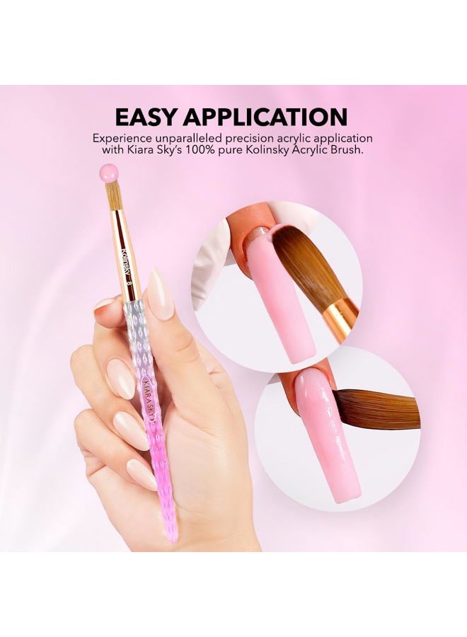 Kiara Sky Pink Crystal Acrylic Nail Brush - Professional Nail Cleaner Tool - Nail Kolinsky Brush for Women - 100% Kolinksy Hand Crafted Nail Tools - Long Lasting Nail Cleaning Brush, #12 - Image 5