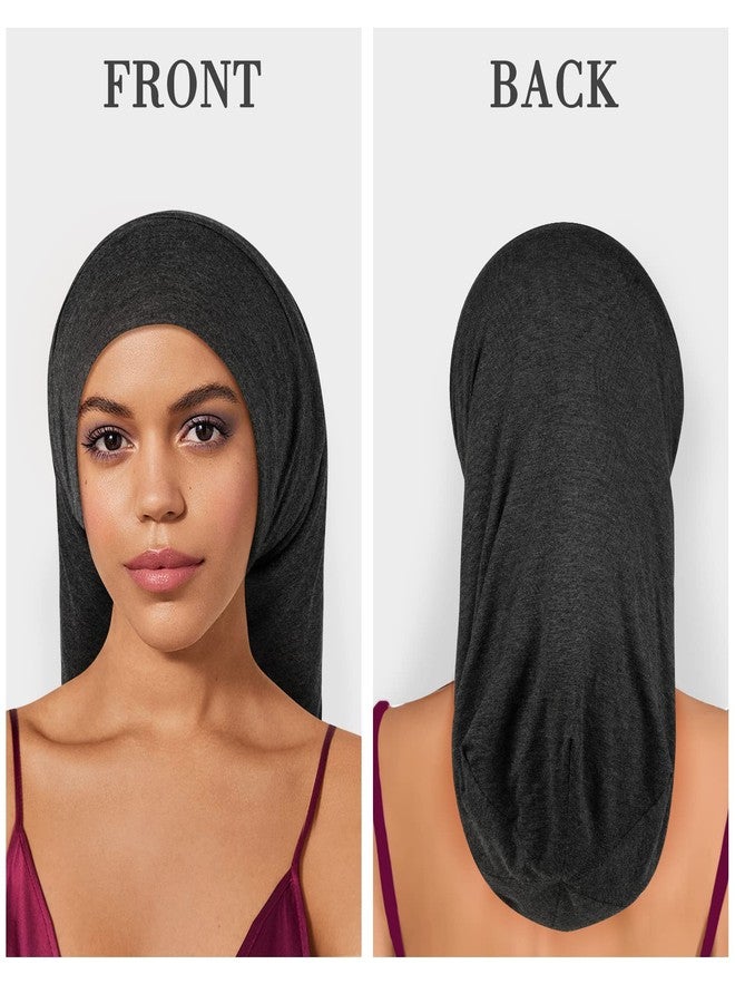 Fittia Long XL Silk Satin Bonnet for Braids, Dreadlocks for Curly Hair Sleeping, Large Silk Sleep Cap for Black Women Men Frizzy Hair - Image 4