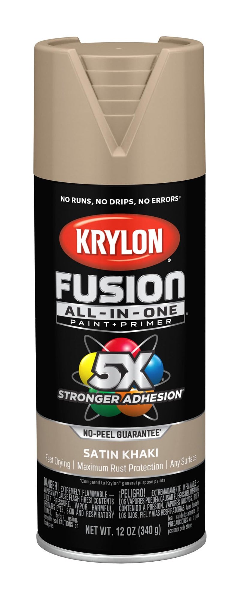 Krylon Fusion All-In-One Adhesive Spray Paint for Indoor/Outdoor Use, 12 oz, Khaki - Image 1