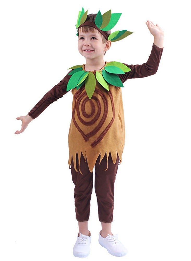Al Aoyama Tree Costume Kids Cosplay Stage Performance Outfit with Headdress - Image 1
