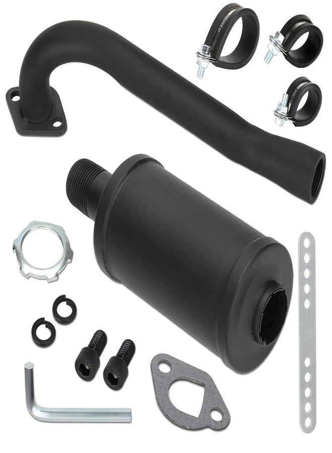 FVRITO Exhaust Pipe Muffler Silencer Kit for Non Hemi Predator 212cc 196cc 6.5hp Coleman Powersports KT196 CK196 RTK200 BK200 Go Kart TrailMaster Hammerhead 80T GX160 GX200 Clone Engines Parts Black - Image 1