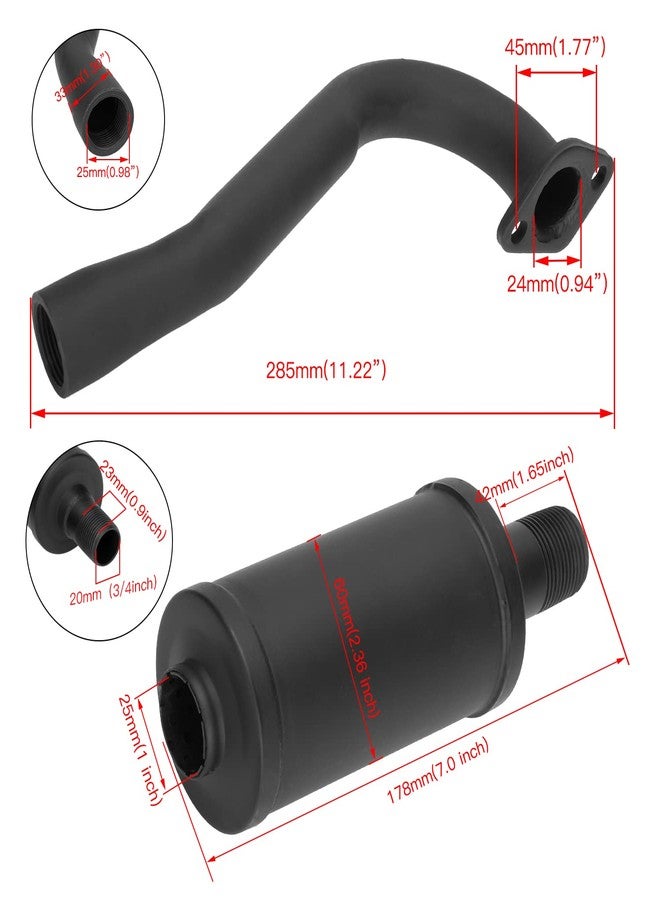FVRITO Exhaust Pipe Muffler Silencer Kit for Non Hemi Predator 212cc 196cc 6.5hp Coleman Powersports KT196 CK196 RTK200 BK200 Go Kart TrailMaster Hammerhead 80T GX160 GX200 Clone Engines Parts Black - Image 5