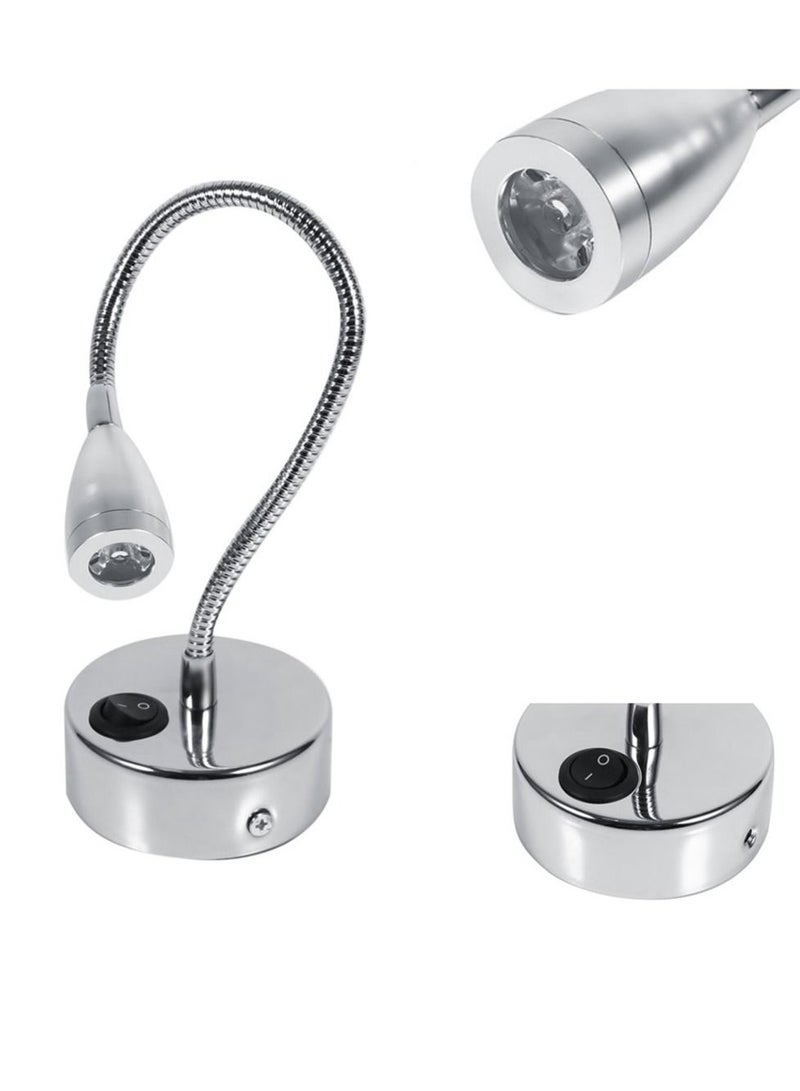 SYOSI LED Wall Lamps, 3W 85-265V Flexible Adjustable Gooseneck Bedroom Bedside Conical Wall Lamp Sconce Reading Light with Knob Switch for Bedroom, Office, Workbench, Studio(with Switch-Warm White) - Image 1