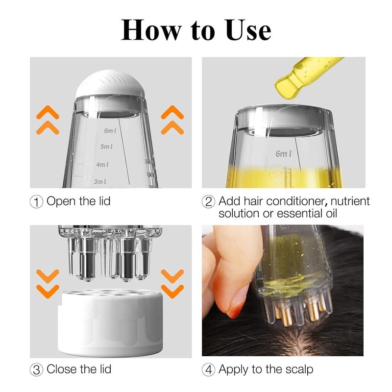 Toxen Toxen Scalp Applicator Comb Hair Oil Applicator Bottle Brush Hair Comb for Scalp Massager and Hair Growth Care Head Fluid Brush for Essential Oil Hair Treatment Pack of 2 - Image 2