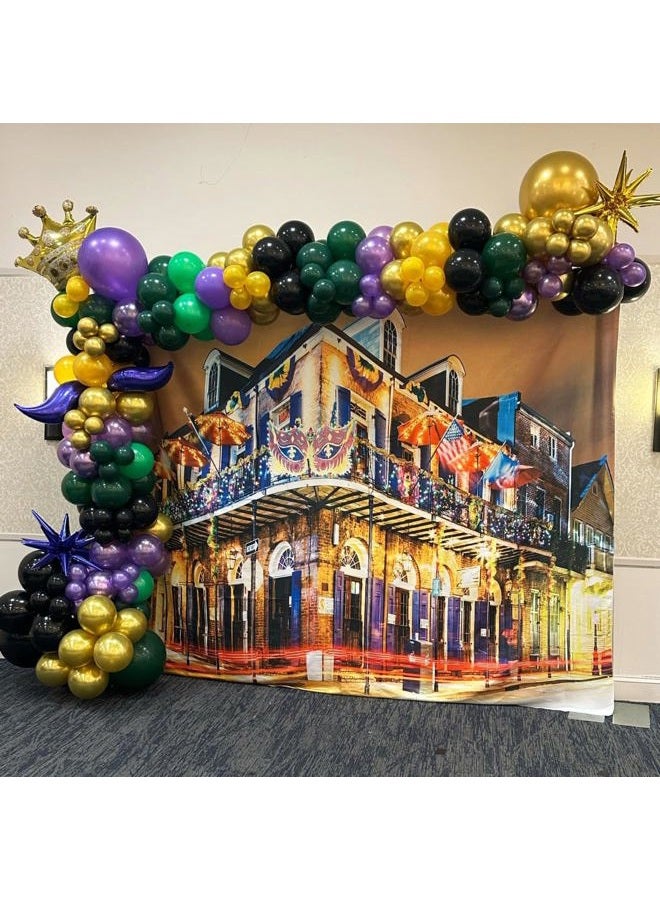Loccor Fabric 7x5ft New Orleans Backdrop Night Pubs Bars Colorful Lights USA Landmark Photography Background Mardi Gras Birthday Party Decoration Portrait Photoshoot Booth Studio Props Wallpaper - Image 3