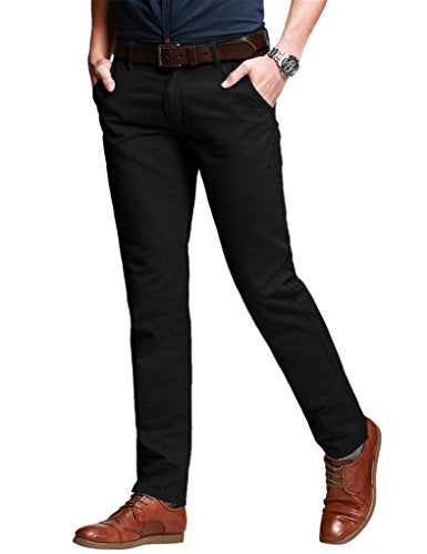 Match Men's Slim Fit Tapered Stretchy Casual Pants (32W x 31L, 8050 Black) - Image 2