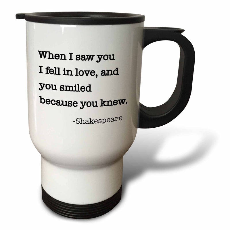 3dRose " When I Saw You I Fell in Love and You Smiled Because You Knew" Travel Mug, 14 oz, Multicolor - Image 2