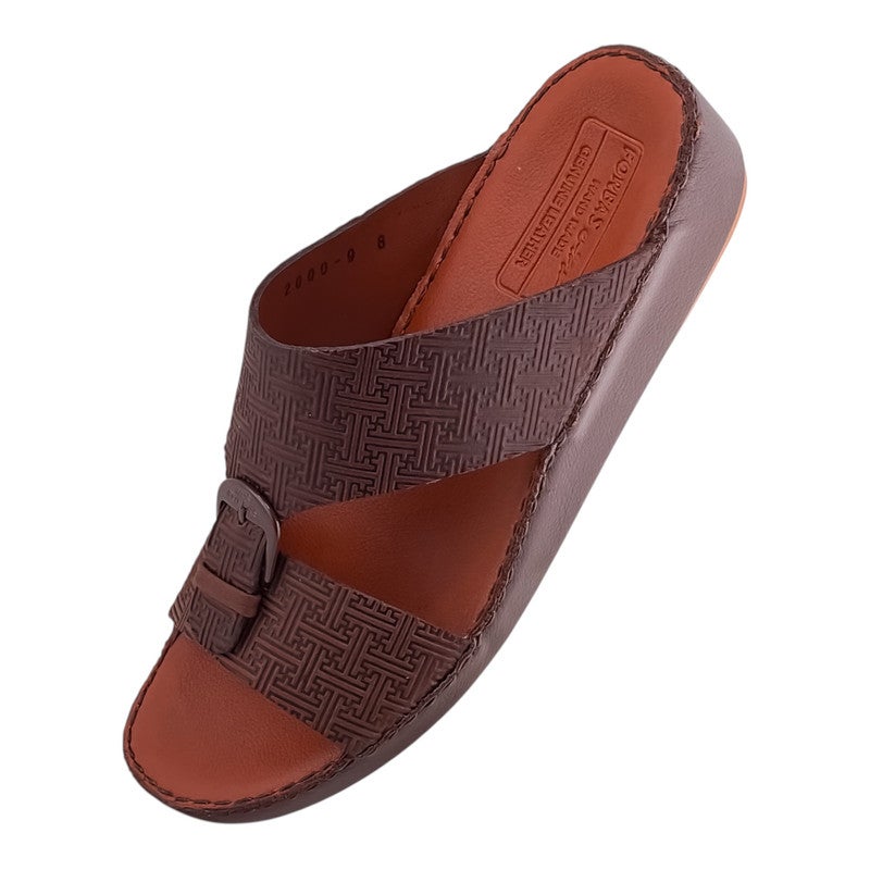 إيت صندل عربي يدوي الصنع للرجال من AET | شبشب رجالي خارجي | شبشب مفتوح من الأمام للاستخدام اليومي | جلد شامواه عربي أصلي مع إبزيم | تصميم جديد | نعل داخلي بلون بني فاتح | مريح وخفيف الوزن - Image 3