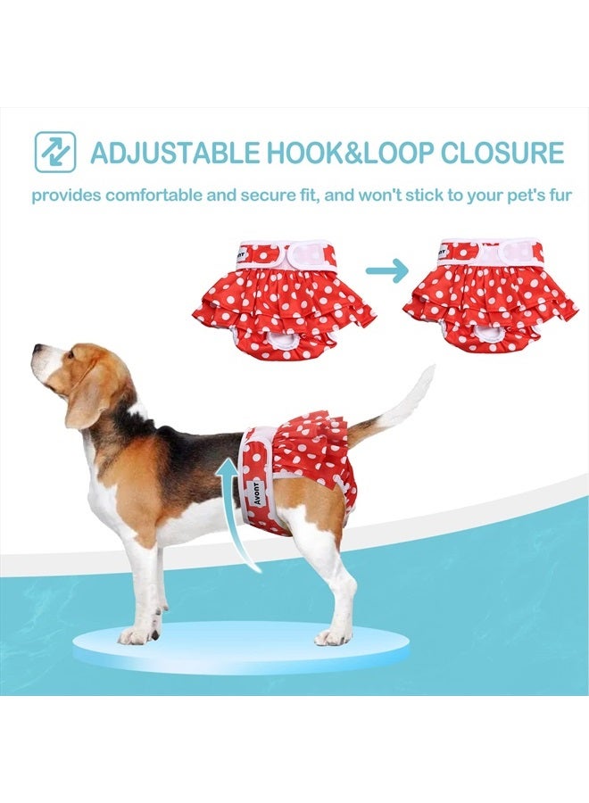 Avont 3 Pack Washable Dog Diapers Female (M/13-19), Reusable Dog Period Diapers Cover for Heat Cycle Incontinence, Girl Dog Diapers Dress -Black/Green/Red Dot - Image 2