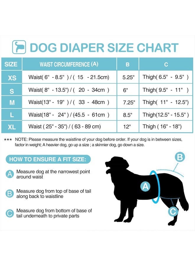 Avont 3 Pack Washable Dog Diapers Female (M/13-19), Reusable Dog Period Diapers Cover for Heat Cycle Incontinence, Girl Dog Diapers Dress -Black/Green/Red Dot - Image 3