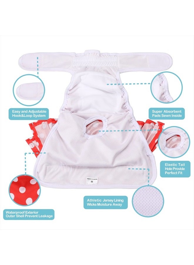 Avont 3 Pack Washable Dog Diapers Female (M/13-19), Reusable Dog Period Diapers Cover for Heat Cycle Incontinence, Girl Dog Diapers Dress -Black/Green/Red Dot - Image 5