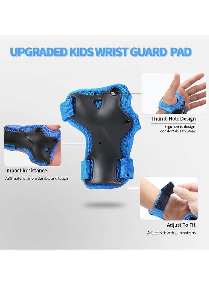 Generic 7 Pcs Multi-Sport Protective Gear Set with Adjustable Helmet Knee and Elbow Pads Wrist Guards fit for Multi Sports Scooter, Skateboarding, Biking, Roller Skating Blue - Image 5