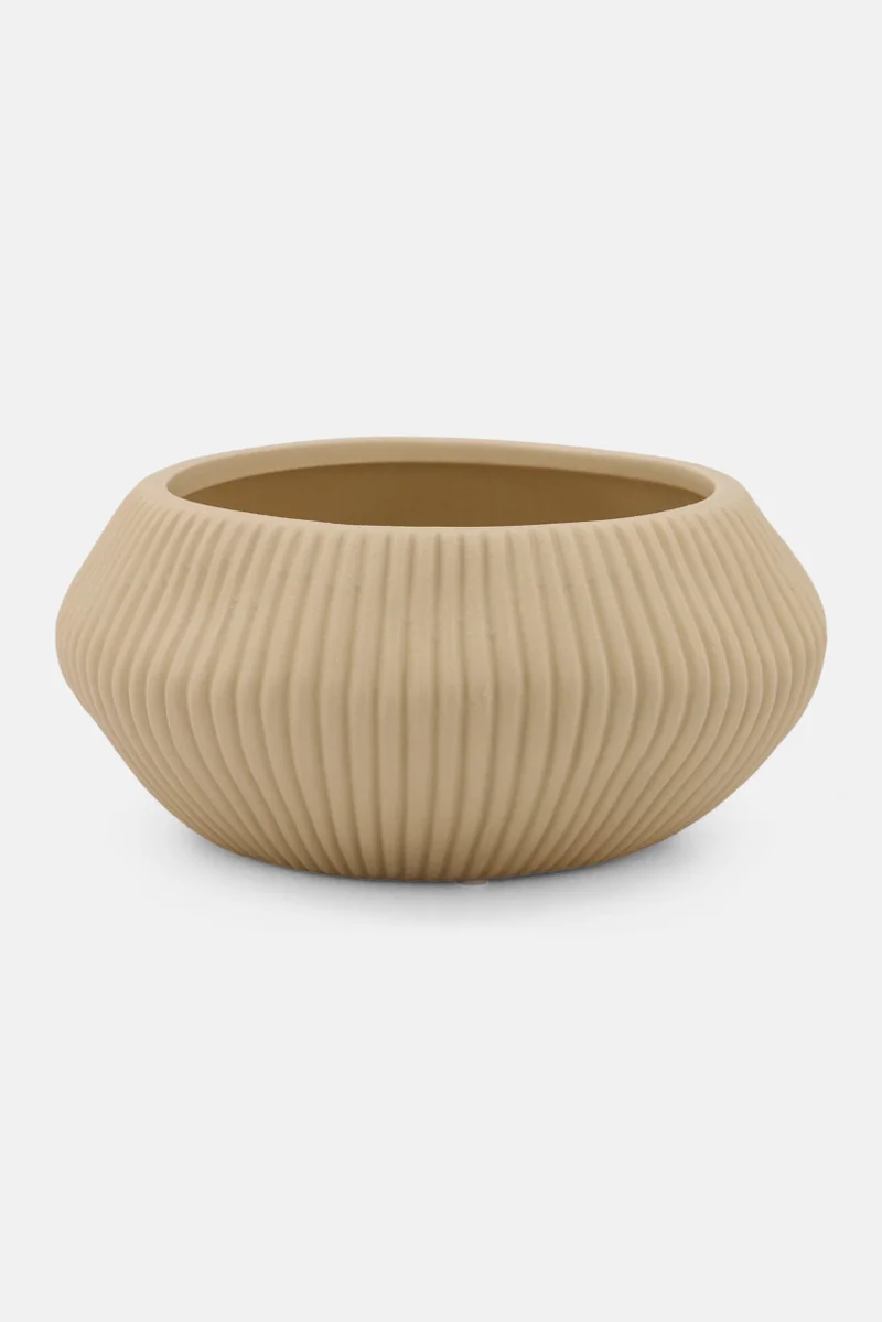 Muy Mucho Round Ceramic Pot, Beige