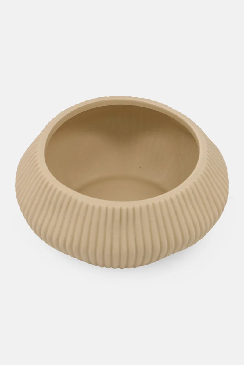 Muy Mucho Round Ceramic Pot, Beige
