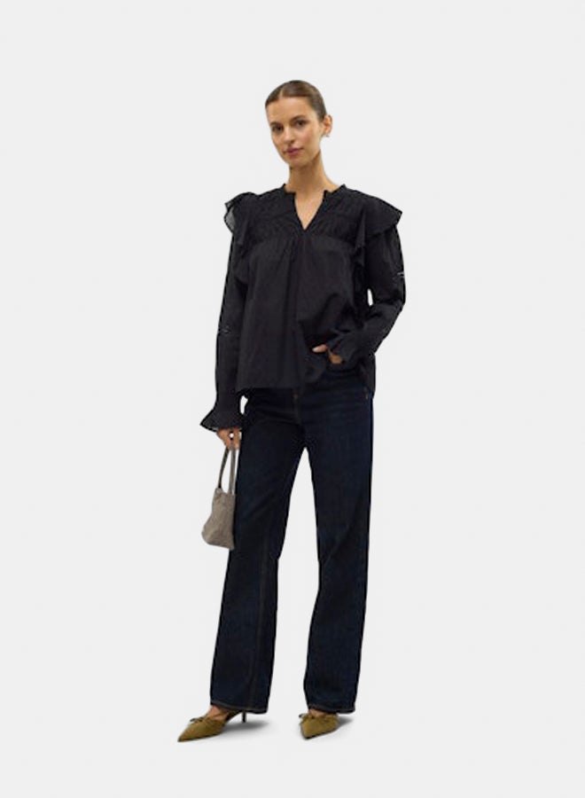 VERO MODA Womens Trine Longsleeve Frill Top - Image 1