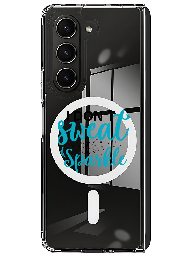 Theodor Magnetic Case for Samsung Galaxy Z Fold 6 Compatible with MagSafe Wireless Charging, Shockproof Phone Bumper Cover I dont sweat I sparkle black - Image 1