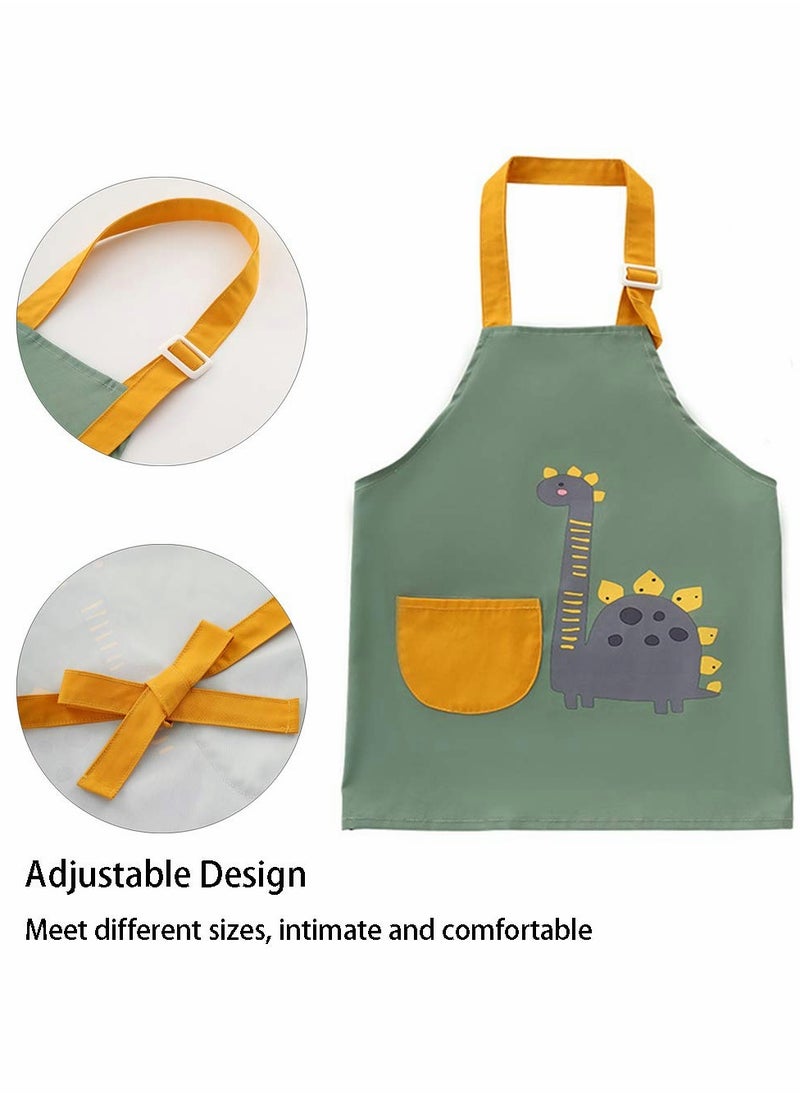 Excefore - Waterproof Kids Apron, Kids Apron with Pockets, Adjustable Children Chef Aprons for Boys Girls, Dinosaur Apron Children with 2 Sleeves, Kids Aprons for Painting, Cooking and Baking Wear (6-9Age) - Image 1