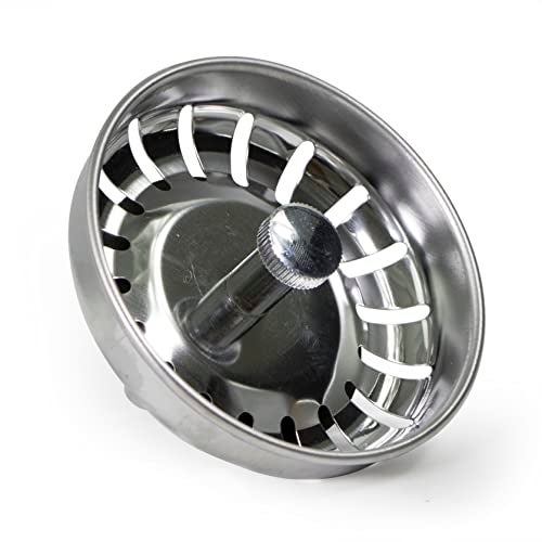 Highcraft 9754JO Stainless Steel Kitchen Sink Strainer Basket-Replacement for Standard Drains (3-1/2 Inch) -Ball-Lock Rubber Stopper, 3-1/2 - Image 1