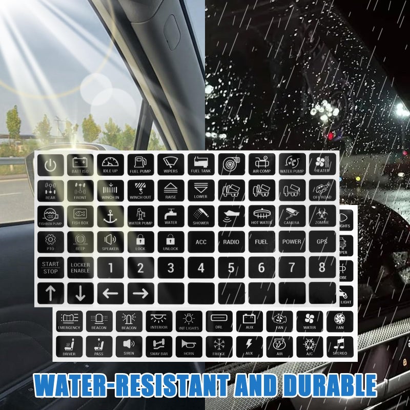 YGDMD 120PCS Car Stickers and Decals,Self-Adhesive Car Button Stickers with Graphic & Text for Quick Location of Buttons,Universal Cars Accessories Switch Sticker for Most Boats Cars - Image 5