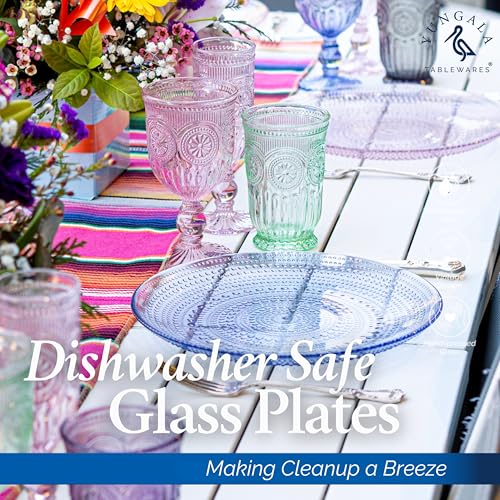 Yungala Multi-Colored Summer Vintage Hobnail Glass Plates – Set of 4 – Vibrant Glass Dinner Plates for Elegant Table Settings - Image 3