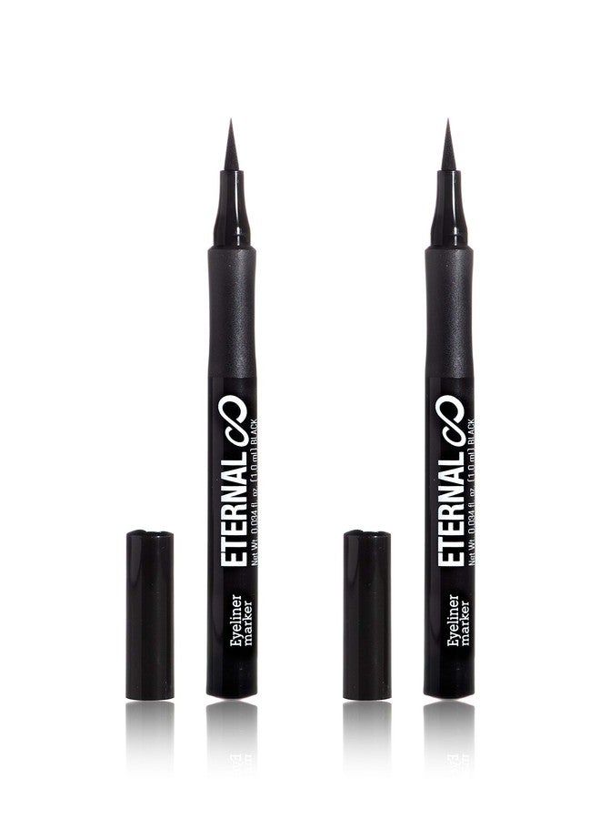 Eternal Liquid Professional Eyeliner Marker - Water and Sweat Resistant Non-Smudge with Matte Finish and Thin Tip for Sharp Intense Lines - 2 Pack (Black) (2 Pack) - Image 4