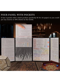 CZYY CZYY DND Dungeon Master Screen Faux Leather Embossed Dragon & Mimic, Four-Panel with Pockets DM Screen for Dungeons and Dragon, Pathfinder, DD  - Image 4