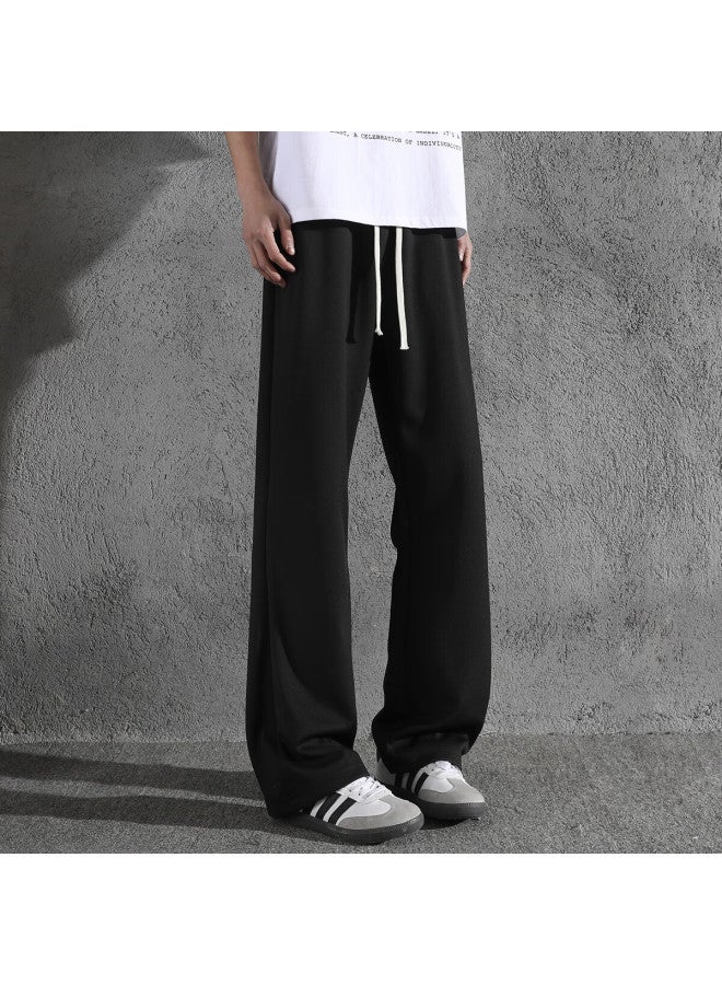 Foss Phil American Style Flared Curved Blade Pants Men's Autumn Winter Casual Straight Fit Slim Sports Pants K1109 Black 2XL - Image 4