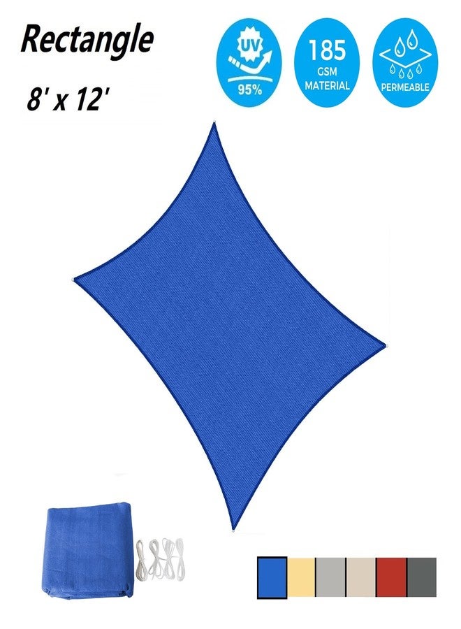 AsterOutdoor Sun Shade Sail Rectangle 8' x 12' UV Block Canopy for Patio Backyard Lawn Garden Outdoor Activities, Blue - Image 2