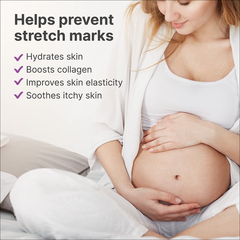 TriLASTIN Maternity Stretch Mark Cream - Hydrating Pregnancy-Safe Skin Care - Gentle Hypoallergenic Care for Pregnancy Must Haves - Pairs Belly Butter & Stretch Mark Oil - 4 Fl Oz Each, Pack of 2 - Image 3