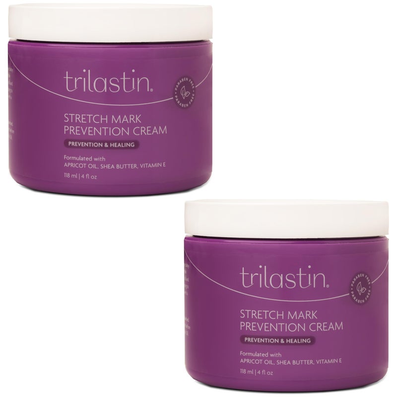 TriLASTIN Maternity Stretch Mark Cream - Hydrating Pregnancy-Safe Skin Care - Gentle Hypoallergenic Care for Pregnancy Must Haves - Pairs Belly Butter & Stretch Mark Oil - 4 Fl Oz Each, Pack of 2 - Image 1