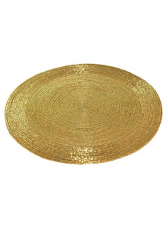 AIA AIA India Golden Glass Beaded Round Placemat for Dining Table Diameter 1200 Inch 2 Pieces  - Image 2
