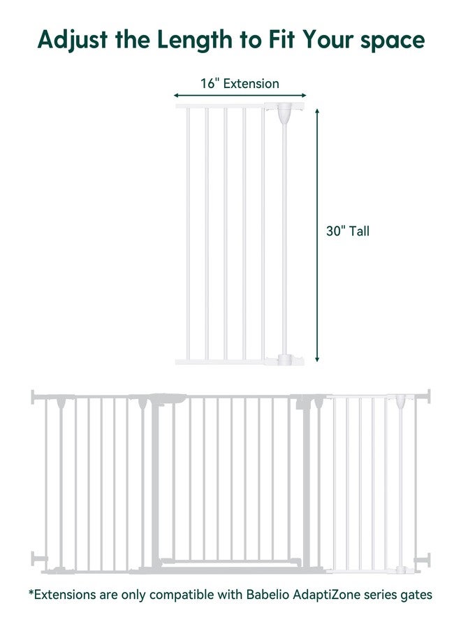 Babelio 16" Baby Gate Extension for Foldable Extra Wide Gates, 30" Tall Metal Dog Fence Extension, White - Image 2