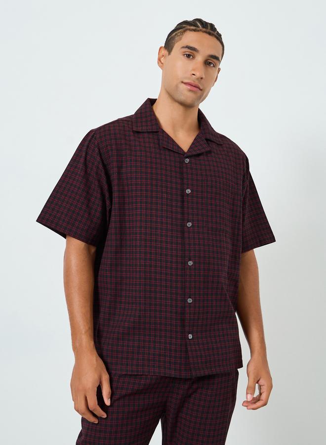 Styli Men Checkered Relaxed Fit Cotton Shirt and Pyjama Set - Image 2