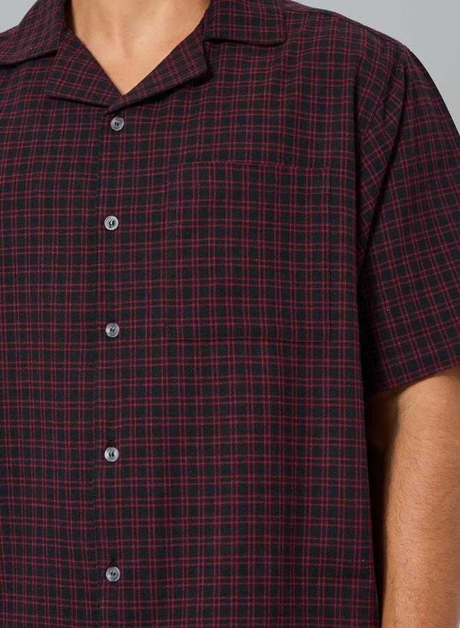 Styli Men Checkered Relaxed Fit Cotton Shirt and Pyjama Set - Image 3