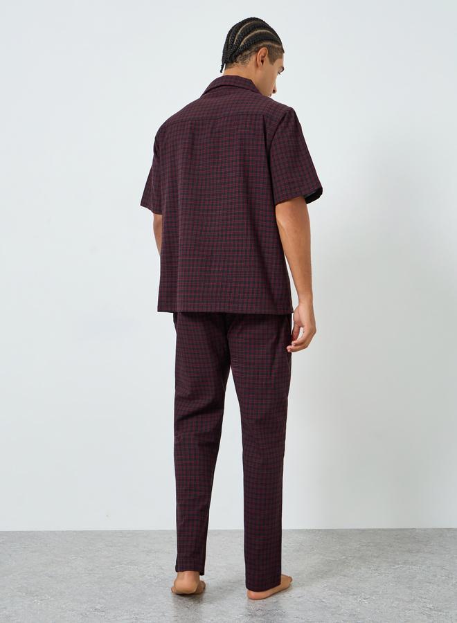 Styli Men Checkered Relaxed Fit Cotton Shirt and Pyjama Set - Image 5