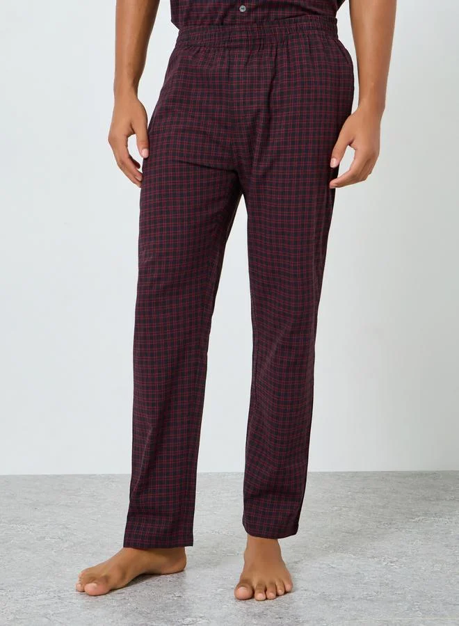 Styli  Men Checkered Relaxed Fit Cotton Shirt and Pyjama Set for Men | Best Price UAE
