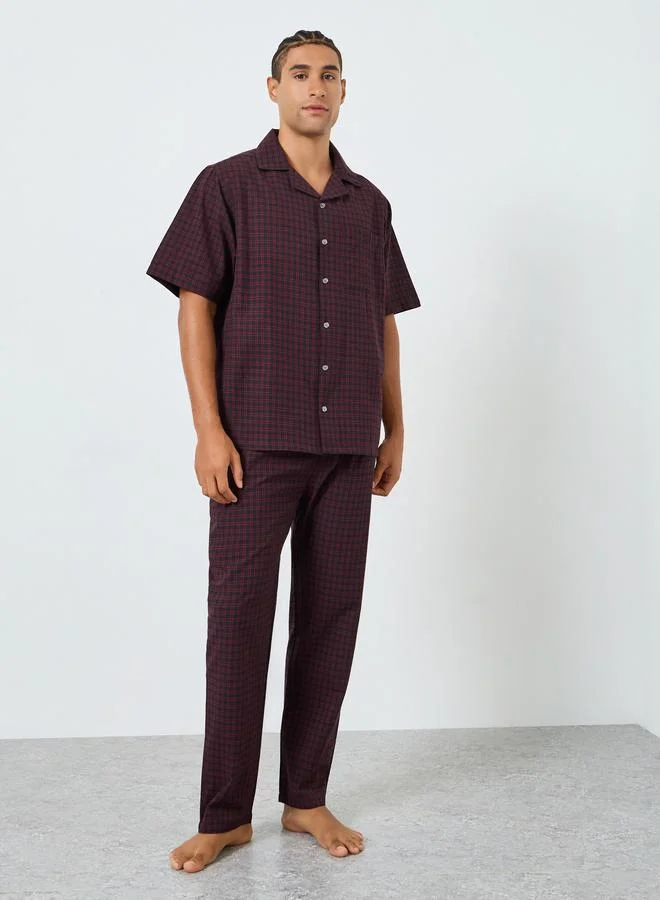 Men Checkered Relaxed Fit Cotton Shirt and Pyjama Set