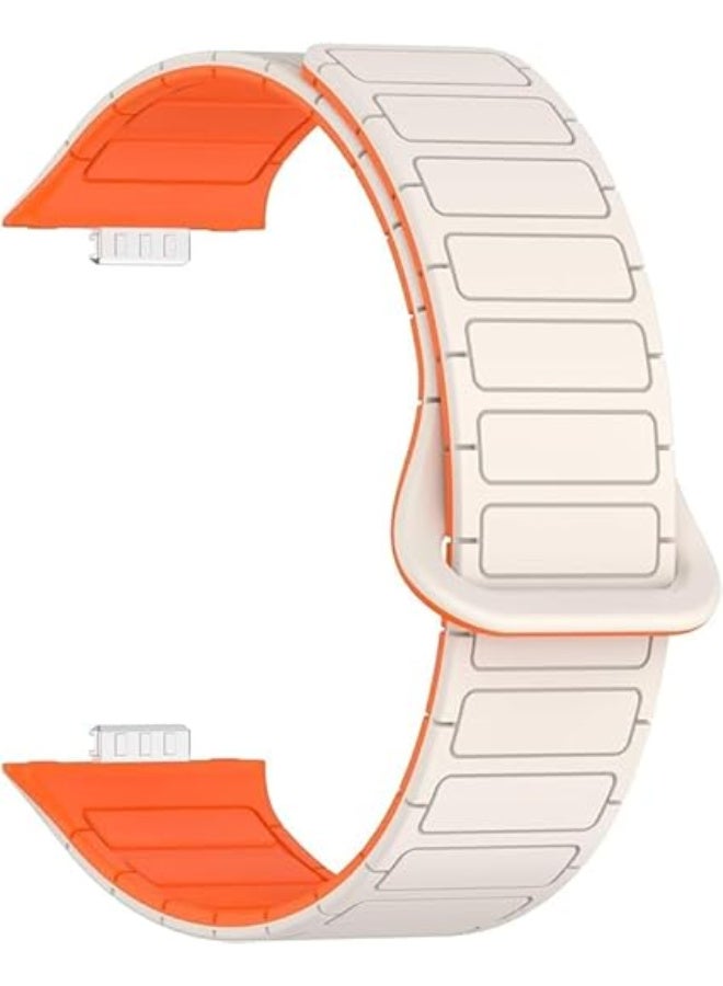 Magnetic Strap for Huawei Watch Fit 4 Pro/Fit4/Fit 3 Replacement Straps Strong Silicone, Easy to Wear, Waterproof, Sporty, Daily Wear Watchbands for Men and Women (Starlight | Orange) - Image 4