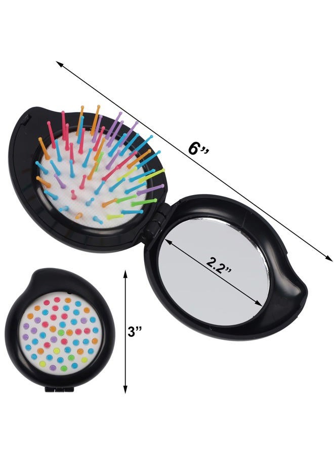 Happy Trees 6 Pcs Travel Hair Brush, Pocket Comb with Mini Mirror, Portable Compact Folding Hair Brushes, Comb and Brush Set for Women - Image 2