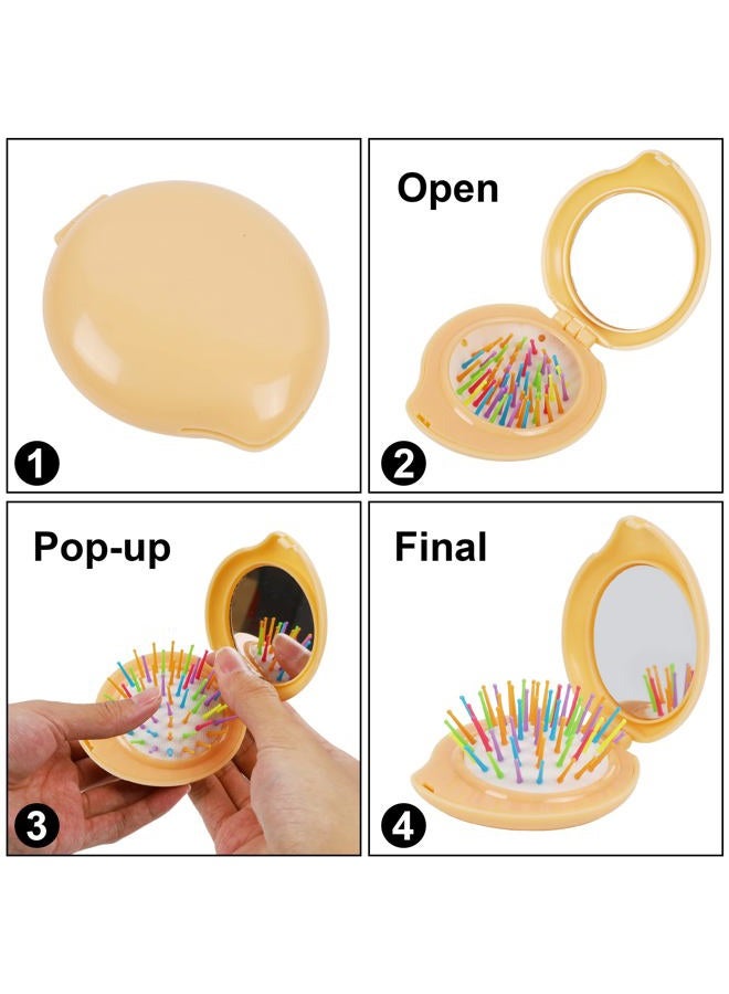 Happy Trees 6 Pcs Travel Hair Brush, Pocket Comb with Mini Mirror, Portable Compact Folding Hair Brushes, Comb and Brush Set for Women - Image 3