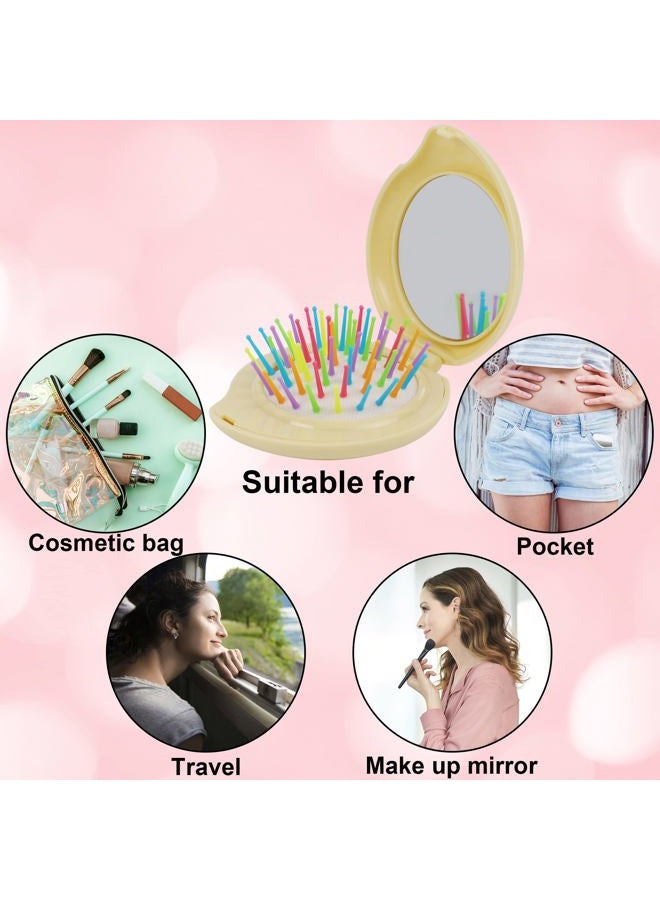 Happy Trees 6 Pcs Travel Hair Brush, Pocket Comb with Mini Mirror, Portable Compact Folding Hair Brushes, Comb and Brush Set for Women - Image 5