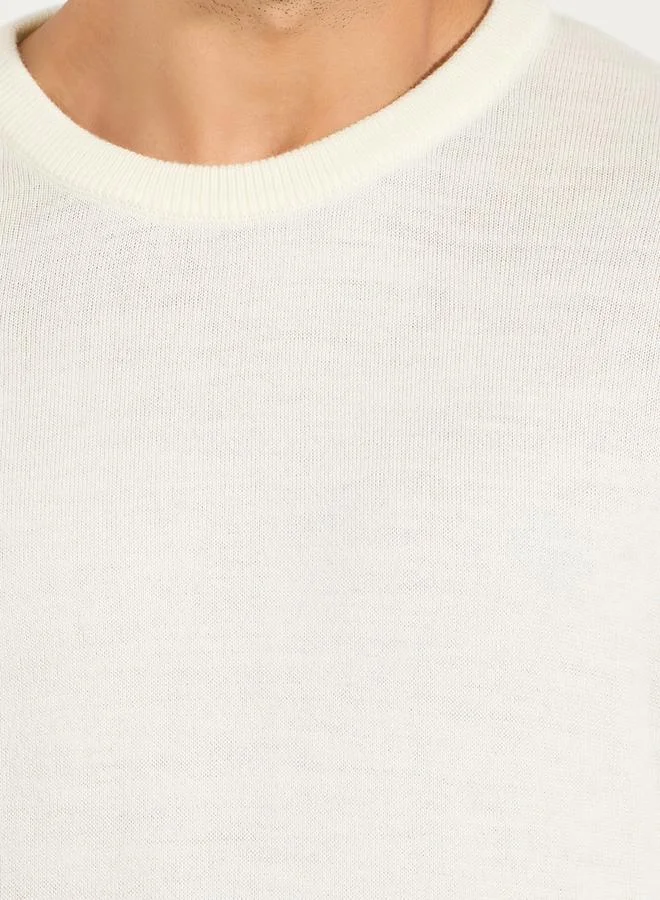 Styli Relaxed Fit Crew Neck Sweater with Dropped Shoulder