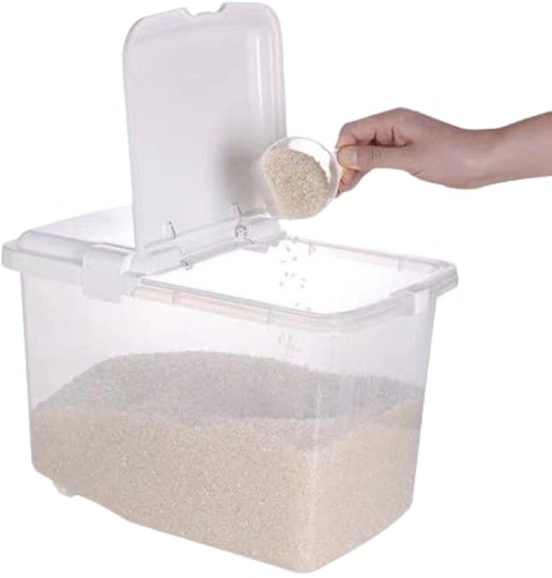 Rice container 5 kg, plastic storage box, food grade materials, stackable design, dust and insect proof, easy to push and pull, large size capacity 25 wide / 20 length / 15 depth