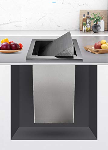 AEGIFT Square Trash and Waste Chute Lid Built-in Countertop- 304 Stainless Steel Balance Flap Cover, Brushed Surface Trash Grommet Swing Trash Can Lid (Silver) - Image 5