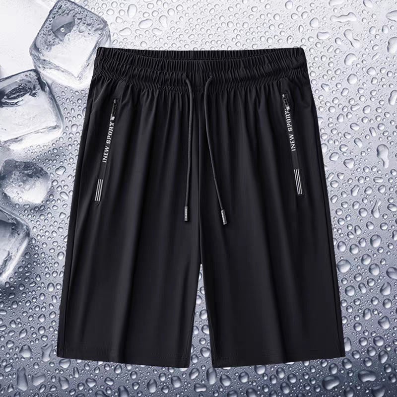 Ice Silk Nylon Shorts Mens Summer Casual Loose Sports Pants Breathable Cool Pants Fitness Pants plus size black nylon shorts] - Image 1