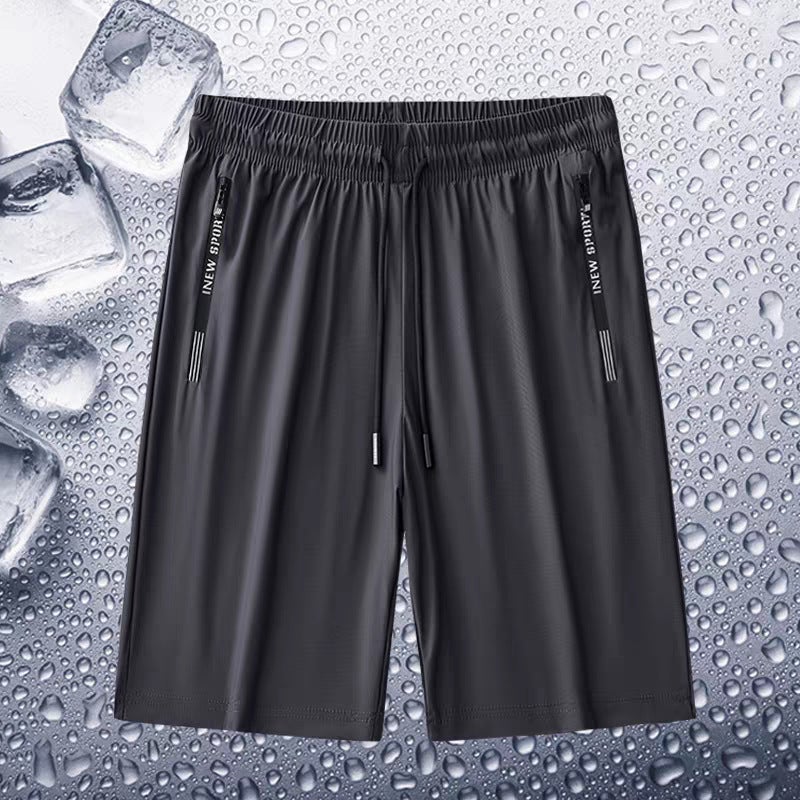 Ice Silk Nylon Shorts Mens Summer Casual Loose Sports Pants Breathable Cool Pants Fitness Pants plus size black nylon shorts] - Image 4