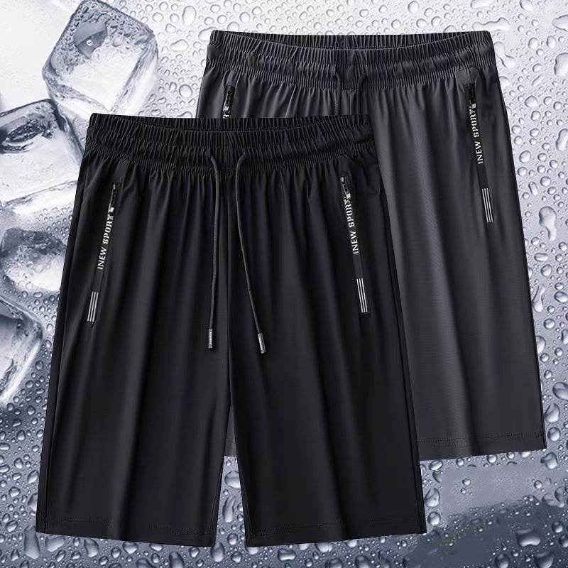 Ice Silk Nylon Shorts Mens Summer Casual Loose Sports Pants Breathable Cool Pants Fitness Pants plus size black nylon shorts] - Image 2