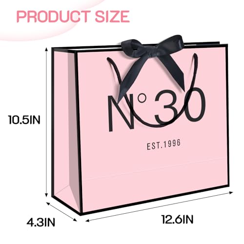 QLSKO 13" Birthday Gift Bag with Card Envelope Sticker Bow Ribbon and Tissue papers for Women Girls Design with Handles,13th-100th (EST.1996 30th, 13" W x 10.5" H x 4.3" D) - Image 3