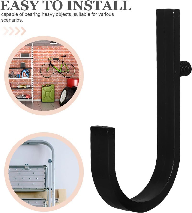 BESTonZON J Hooks Wall Mount Utility Hooks Heavy Duty Ladder and Garden Tool Storage Organizer for Garage and Outdoor Shed Use - Image 3