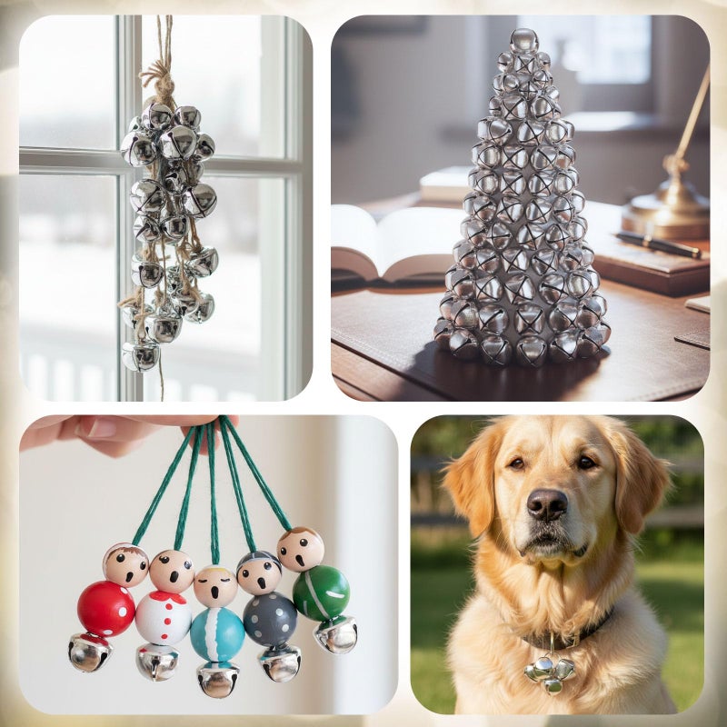 MCPINKY 170PCS Jingle Bells, Mini Bells for Crafting, for Gift Decorations, DIY Gift Bags, 0.5 Inch, Silver - Image 5
